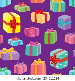 Christmas presents seamless pattern. Vector illustration of cartoon gifts 