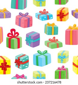 Christmas presents seamless pattern. Vector illustration of cartoon gifts