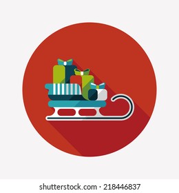 Christmas presents and sleigh flat icon with long shadow eps10