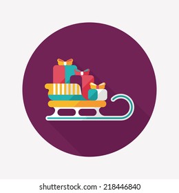 Christmas presents and sleigh flat icon with long shadow eps10