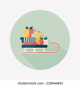 Christmas presents and sleigh flat icon with long shadow eps10