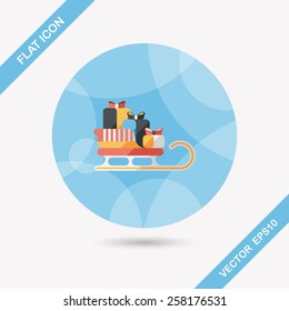 Christmas presents and sleigh flat icon with long shadow eps10