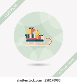 Christmas presents and sleigh flat icon with long shadow eps10