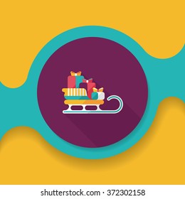 Christmas presents and sleigh flat icon with long shadow eps10
