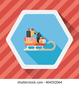 Christmas presents and sleigh flat icon with long shadow eps10