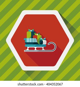 Christmas presents and sleigh flat icon with long shadow eps10