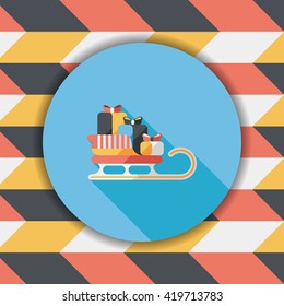Christmas presents and sleigh flat icon with long shadow eps10