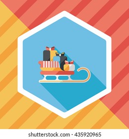 Christmas presents and sleigh flat icon with long shadow eps10