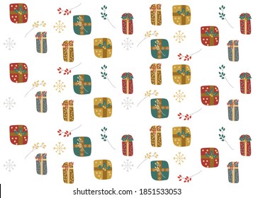 Christmas presents, vector illustration of Christmas card