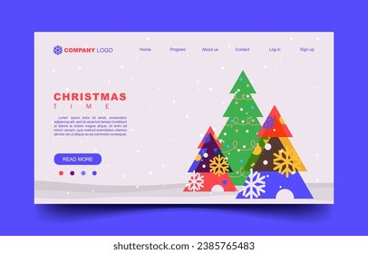 Christmas Preview Mock Up website with Flat Color Concept. vector illustration