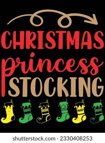 Christmas princess stocking EPS file for cutting machine. You can edit and print this vector art with EPS editor.