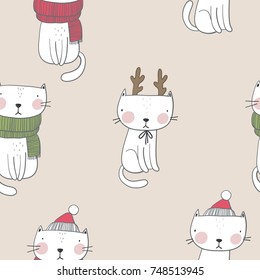 Christmas print with cute cat
