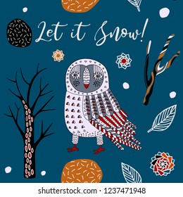 Christmas print design, winter bright elements.