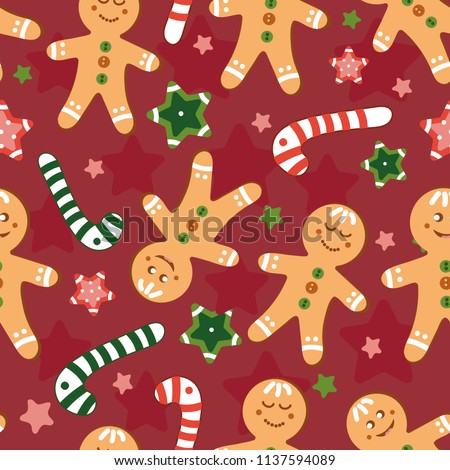 Christmas Print Gingerbread Candy Stars On Stock Vector (Royalty Free ...