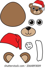 Christmas printable crafts , bear , Gingerbread , for kids toddlers cut out and glue Scissor Skills . puppets