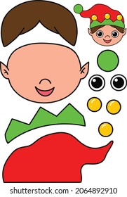 Christmas printable crafts ,elf , Gingerbread , for kids toddlers cut out and glue Scissor Skills . puppets