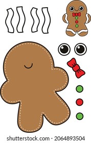 Christmas printable crafts , Gingerbread , for kids toddlers cut out and glue Scissor Skills . puppets