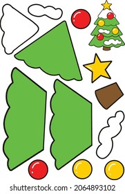 Christmas printable crafts , new year tree , Gingerbread , for kids toddlers cut out and glue Scissor Skills . puppets