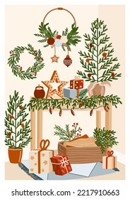 Christmas printable poster. Christmas home vector print.