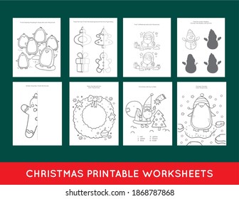 Christmas Printable Worksheets. Christmas Activity And Coloring Page For Christmas Kids Party