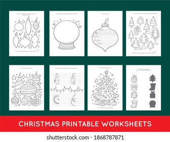 Christmas Printable Worksheets. Christmas Activity And Coloring Page For Christmas Kids Party