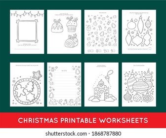 Christmas Printable Worksheets. Christmas Activity And Coloring Page For Christmas Kids Party