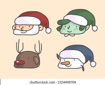 Christmas profile picture of santa snowman dwarf and reindeer