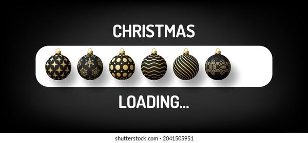 Christmas Progress bar with inscription - Christmas Loading and decorated ball in realistic style. Vector illustration design, poster, greeting card, new year decoration