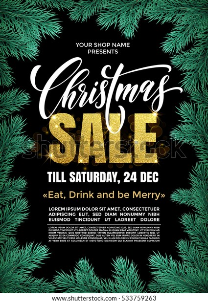 christmas promo sale golden poster placard stock vector poster for christmas