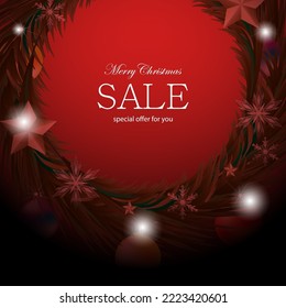 Christmas Promotion banner sale background on square design template for social media promotion discount advertising.