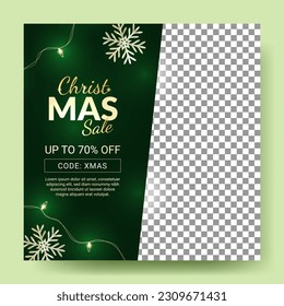 christmas promotion social media banner greeen background