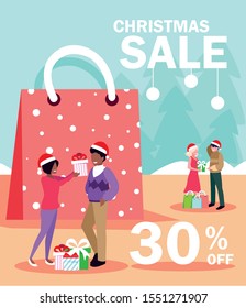 christmas promotions and discounts , winter sales vector illustration design