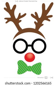 Christmas props photo booth,   deer horns, glasses, bow,