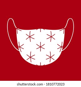Christmas protective mask with snowflake pattern. Vector illustration.