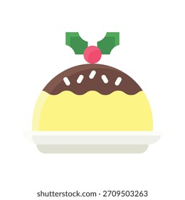 Weihnachten Pudding Dessert Vektorgrafik, flache Stil Symbol