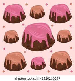 Christmas pudding flat vector illustration. Cute christmas chocolate pudding cream cake cartoon vector illustration for graphic design and decorative element