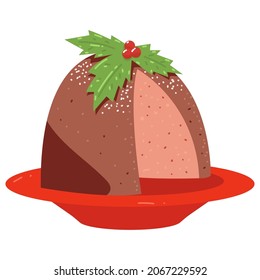Weihnachtsmütze mit Heiligen Beeren, Vektorgrafik einzeln auf weißem Hintergrund.