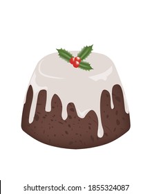 Christmas Pudding Isolated. Vector  Illustration