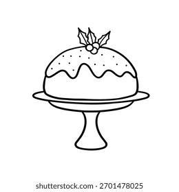 Christmas pudding vector doodle. Pudding vector illustration. 
