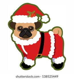 Christmas Pug. EPS 10