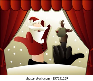 Christmas puppet show with Santa Claus