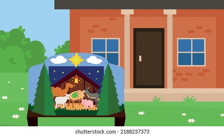 Christmas puppet theater near the house