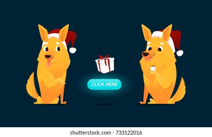 Christmas puppy character illustration. Vector cartoon dog.