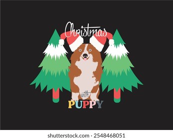 Christmas with puppy vector art dog christmas design