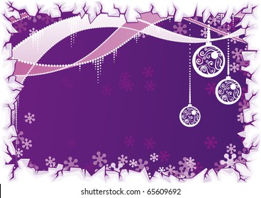 Christmas purple background with balls
