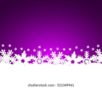 Christmas purple background with snowflakes, vector illustration