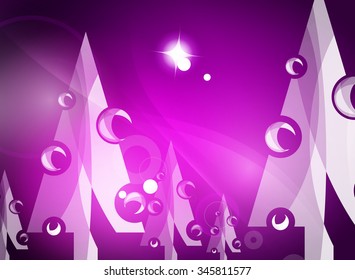 Christmas purple color abstract background with white transparent snowflakes. Holiday winter template, New Year layout