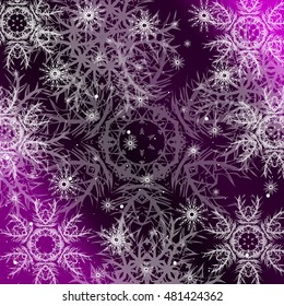 Christmas purple color background with snowflakes. vector illustration. graphic arts and design. a series of images for the new year and Christmas