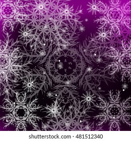 Christmas purple color background with snowflakes. vector illustration. graphic arts and design. a series of images for the new year and Christmas