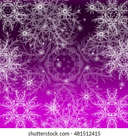 Christmas purple color background with snowflakes. vector illustration. graphic arts and design. a series of images for the new year and Christmas